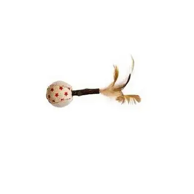 Papillon игрушка для кошек палка из лозы на шаре из пакли с перьями